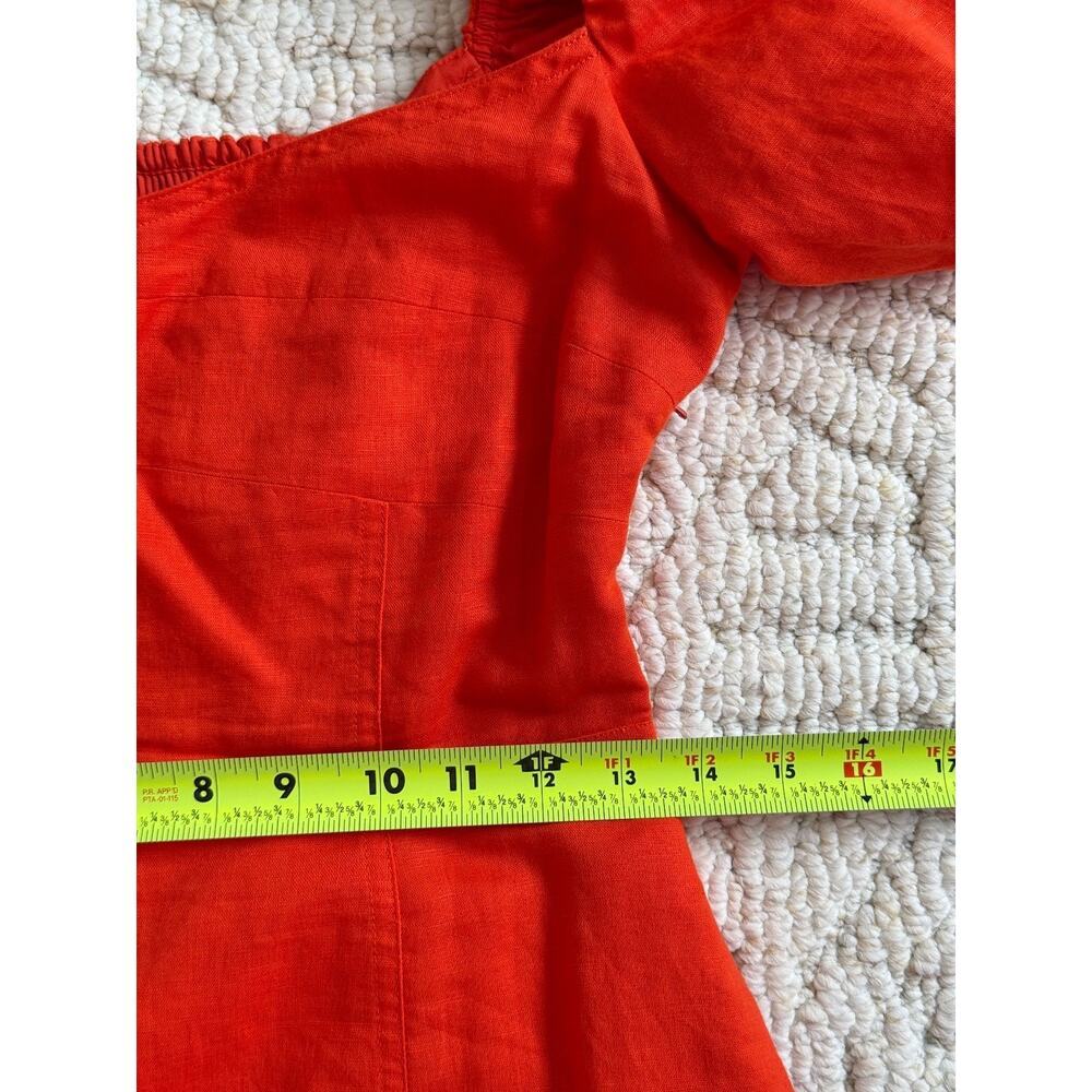 Banana Republic Linen Blend Midi Dress 4 NWOT Puff Sleeve Pockets Boho Resort - Picture 7 of 8